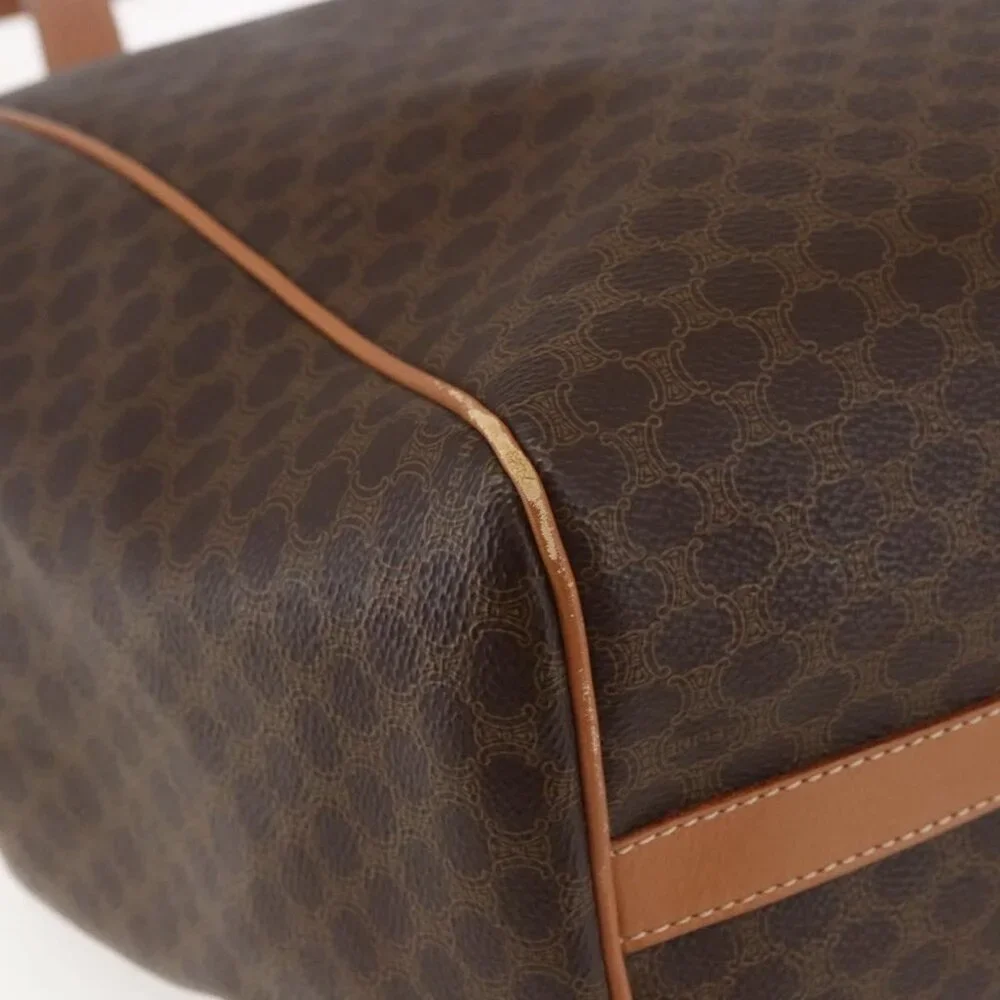 Authentic CELINE Macadam Canvas Shoulder Bag PVC Leather Brown Gold - Picture 3 of 16